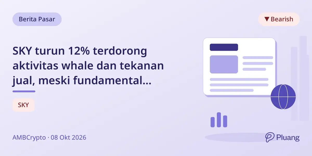 SKY turun 12% terdorong aktivitas whale dan tekanan jual, meski fundamental on-chain tetap kuat.