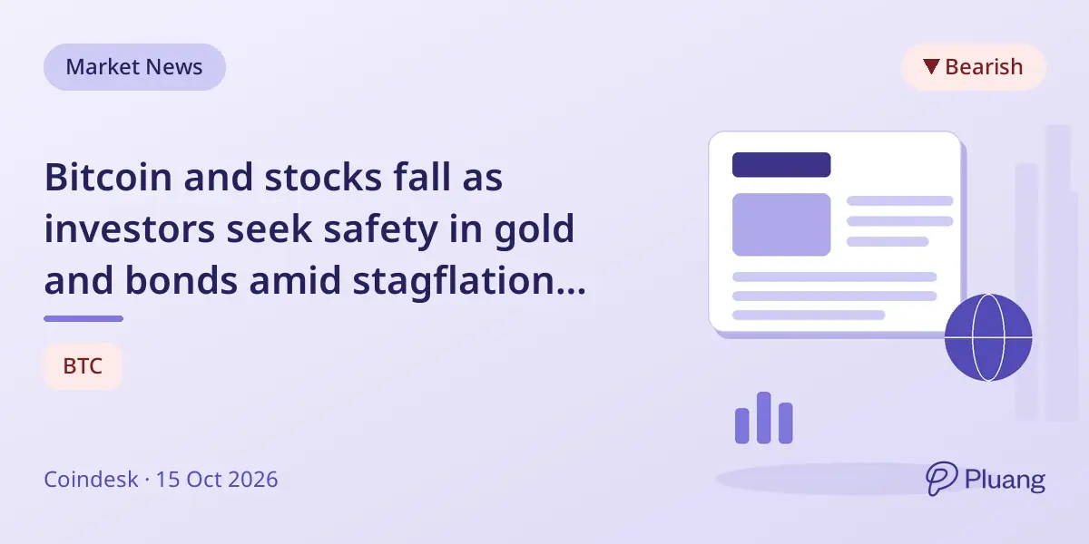 Bitcoin and stocks fall as investors seek safety in gold and bonds amid stagflation fears.