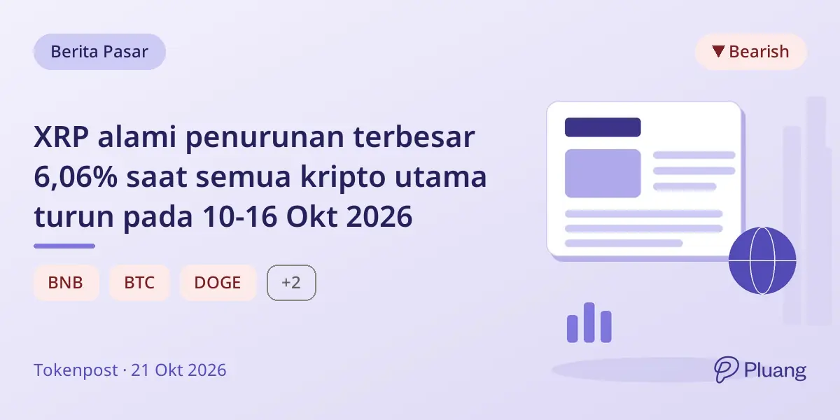 XRP alami penurunan terbesar 6,06% saat semua kripto utama turun pada 10-16 Okt 2026