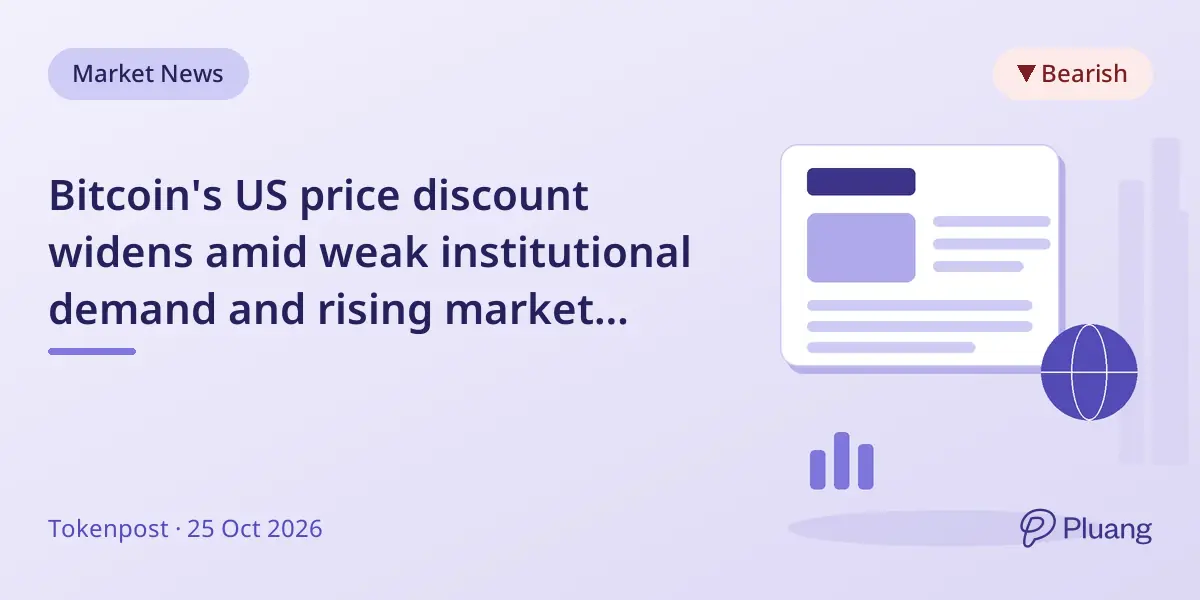 Bitcoin's US price discount widens amid weak institutional demand and rising market uncertainty.
