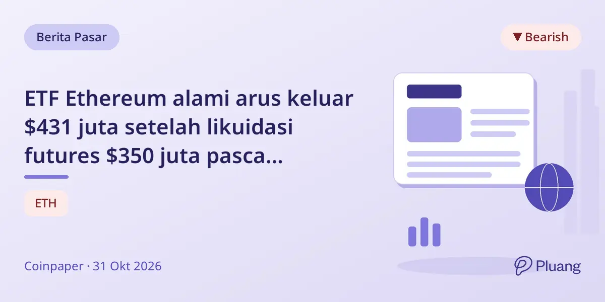 ETF Ethereum alami arus keluar $431 juta setelah likuidasi futures $350 juta pasca peretasan Binance