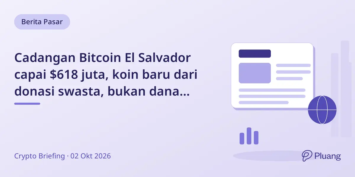 Cadangan Bitcoin El Salvador capai $618 juta, koin baru dari donasi swasta, bukan dana publik.