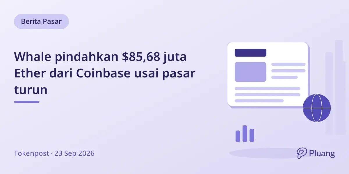 Whale pindahkan $85,68 juta Ether dari Coinbase usai pasar turun