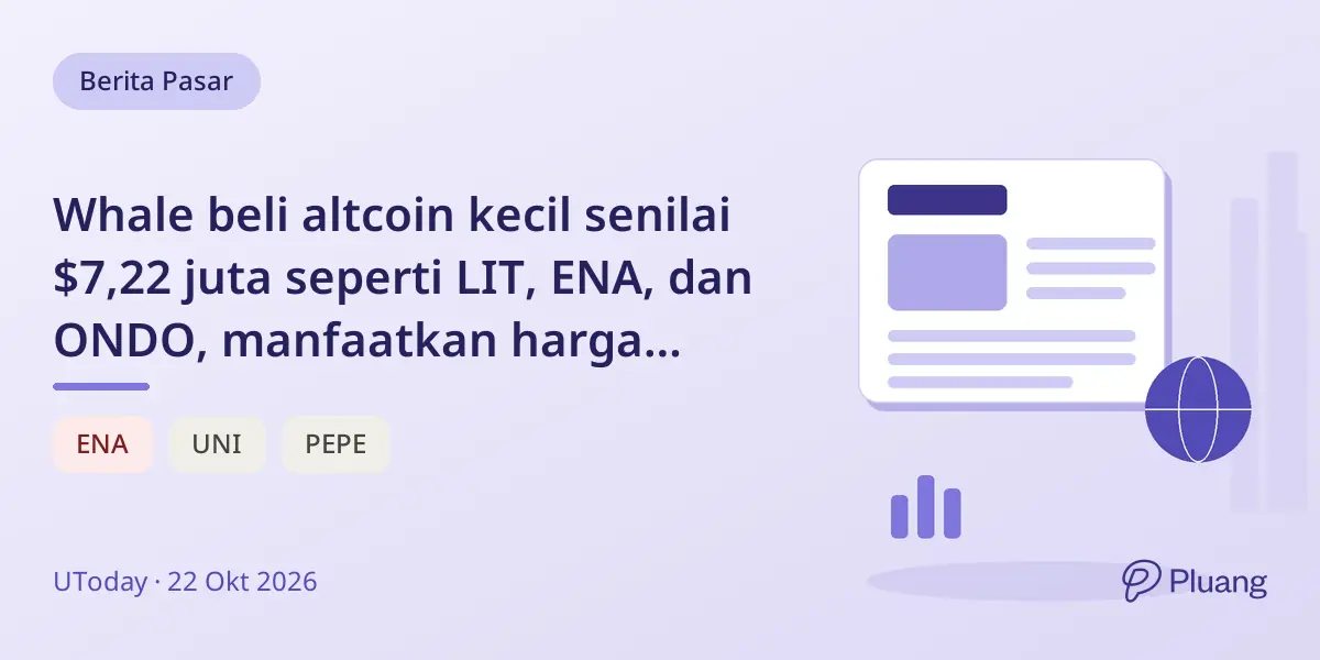 Whale beli altcoin kecil senilai $7,22 juta seperti LIT, ENA, dan ONDO, manfaatkan harga turun.