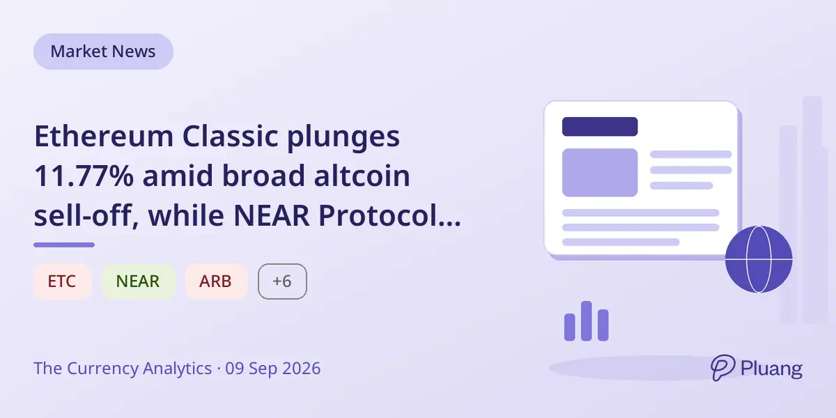 Ethereum Classic plunges 11.77% amid broad altcoin sell-off, while NEAR Protocol gains 5.26%.