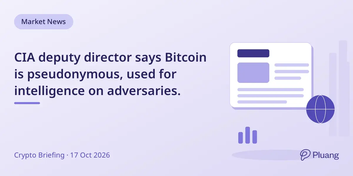 CIA deputy director says Bitcoin is pseudonymous, used for intelligence on adversaries.