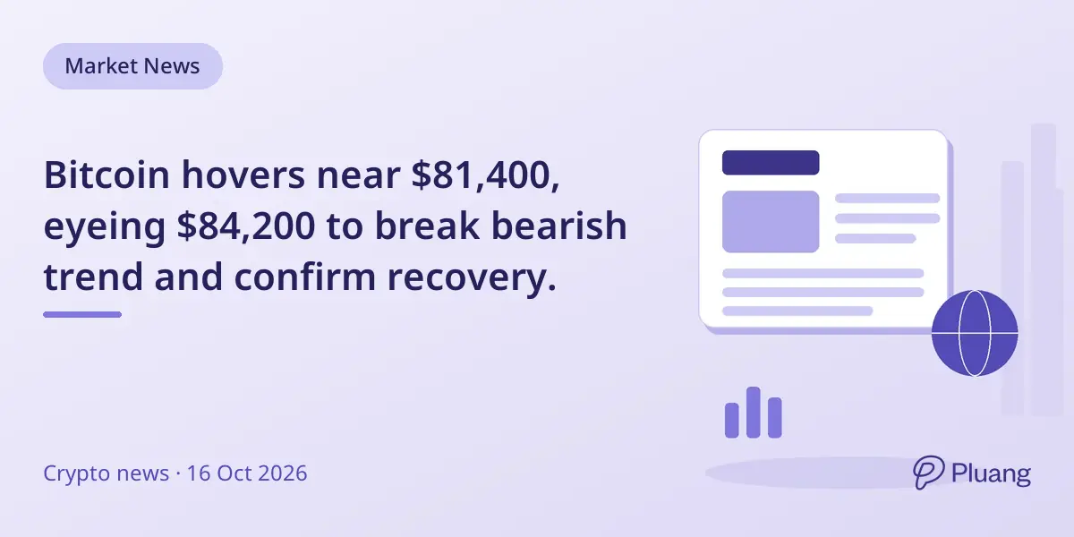 Bitcoin hovers near $81,400, eyeing $84,200 to break bearish trend and confirm recovery.