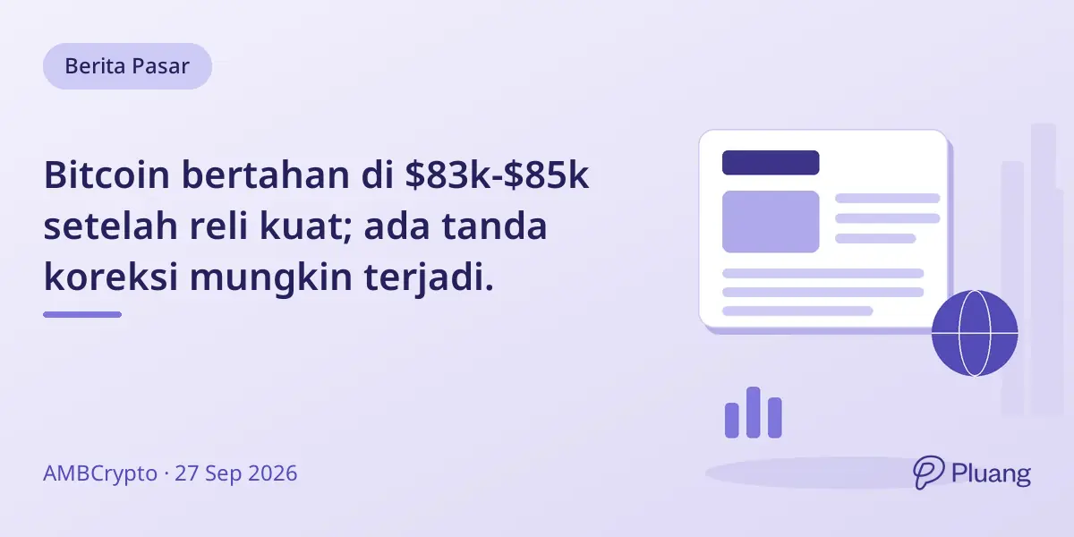 Bitcoin bertahan di $83k-$85k setelah reli kuat; ada tanda koreksi mungkin terjadi.