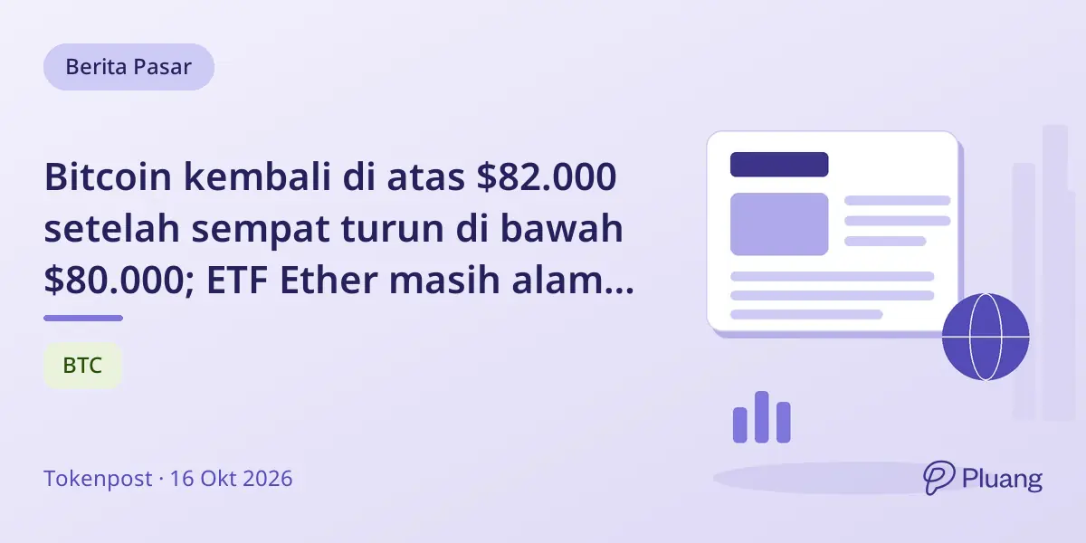 Bitcoin kembali di atas $82.000 setelah sempat turun di bawah $80.000; ETF Ether masih alami arus keluar.