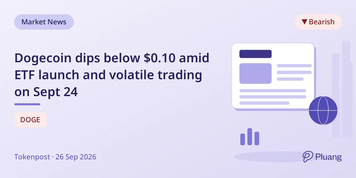 Dogecoin dips below $0.10 amid ETF launch and volatile trading on Sept 24