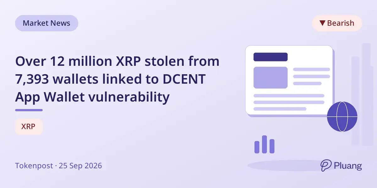 Over 12 million XRP stolen from 7,393 wallets linked to DCENT App Wallet vulnerability