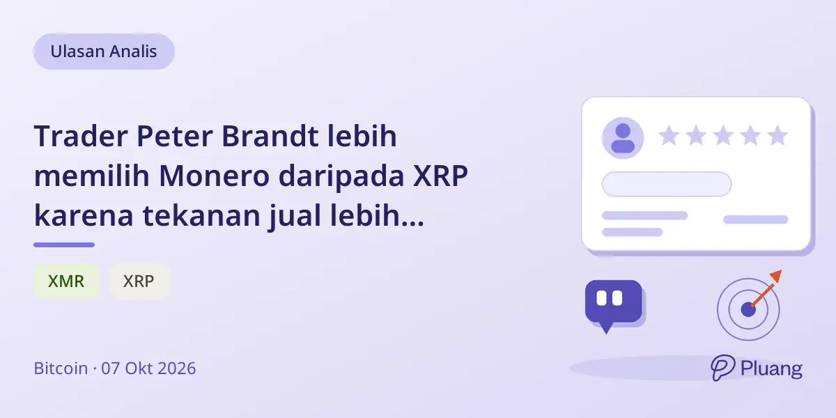 Trader Peter Brandt lebih memilih Monero daripada XRP karena tekanan jual lebih rendah meski target XRP di $2,16.