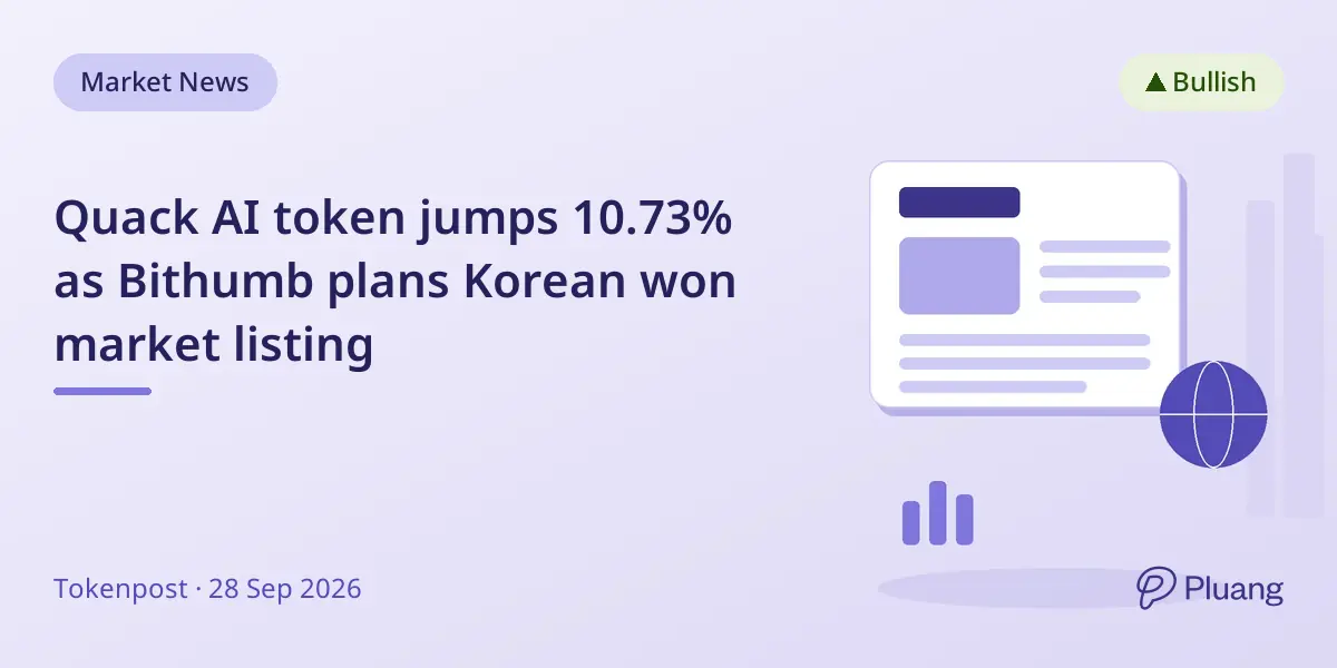 Quack AI token jumps 10.73% as Bithumb plans Korean won market listing