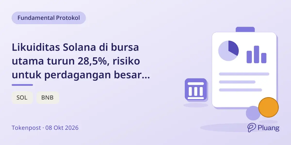 Likuiditas Solana di bursa utama turun 28,5%, risiko untuk perdagangan besar meningkat meski aktivitas aset token kuat.
