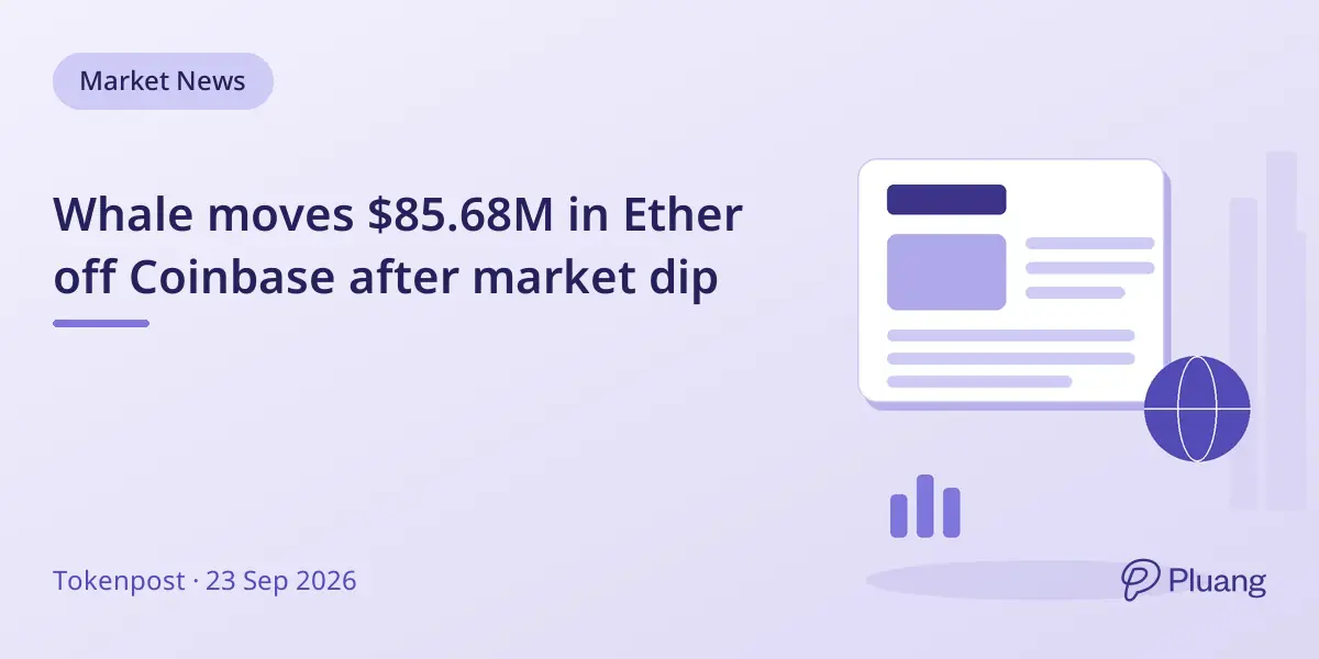 Whale moves $85.68M in Ether off Coinbase after market dip