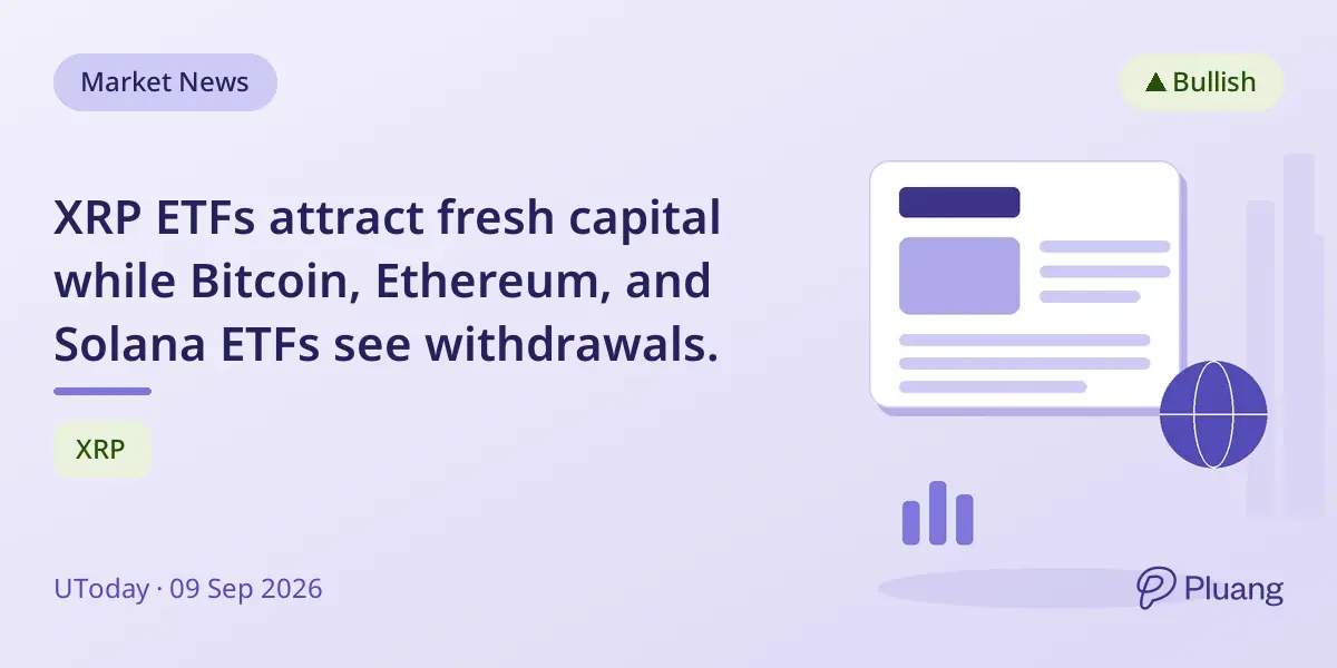 XRP ETFs attract fresh capital while Bitcoin, Ethereum, and Solana ETFs see withdrawals.