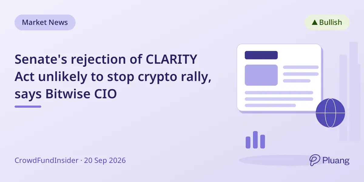 Senate's rejection of CLARITY Act unlikely to stop crypto rally, says Bitwise CIO