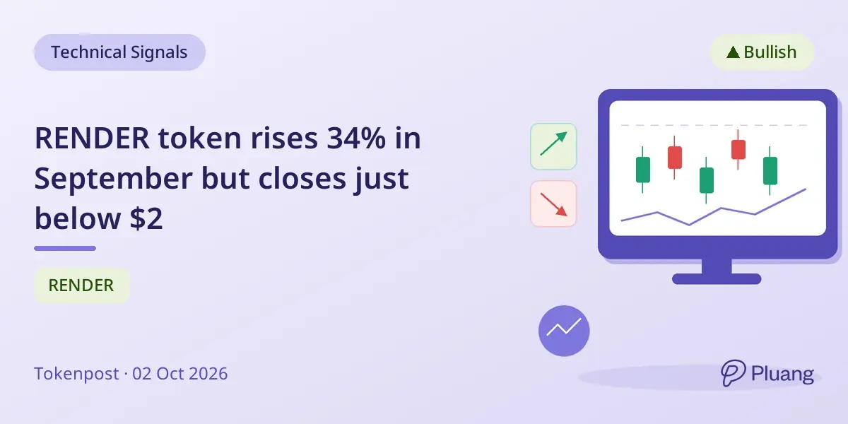 RENDER token rises 34% in September but closes just below $2