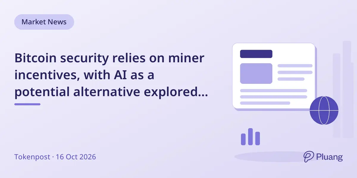 Bitcoin security relies on miner incentives, with AI as a potential alternative explored but no shift seen yet.