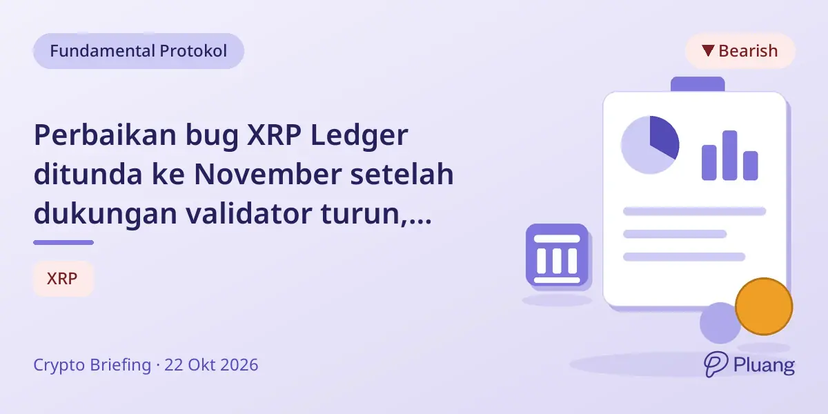 Perbaikan bug XRP Ledger ditunda ke November setelah dukungan validator turun, pengaruh ke prospek harga Oktober