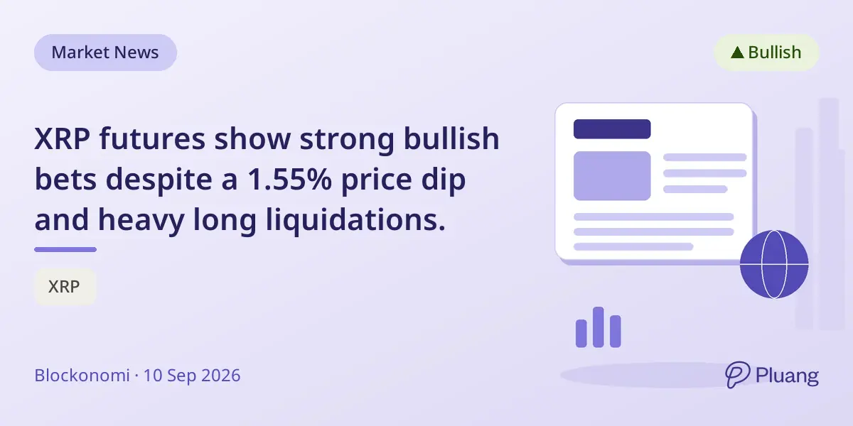 XRP futures show strong bullish bets despite a 1.55% price dip and heavy long liquidations.