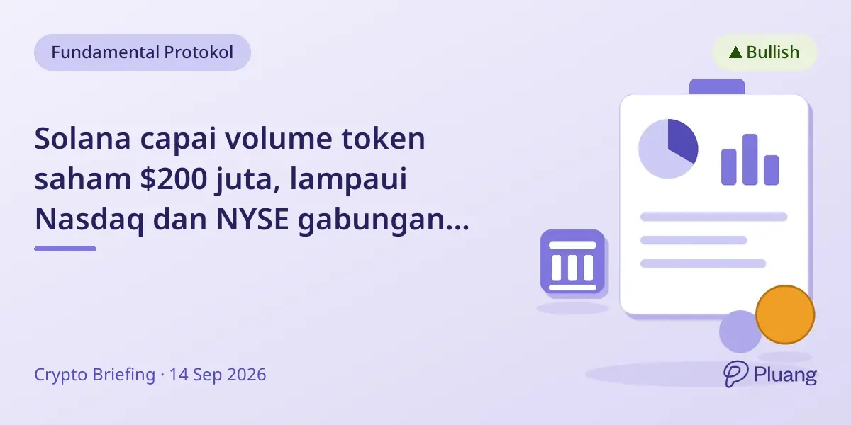 Solana capai volume token saham $200 juta, lampaui Nasdaq dan NYSE gabungan dalam sehari.