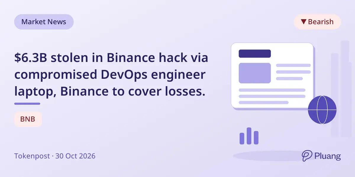 $6.3B stolen in Binance hack via compromised DevOps engineer laptop, Binance to cover losses.