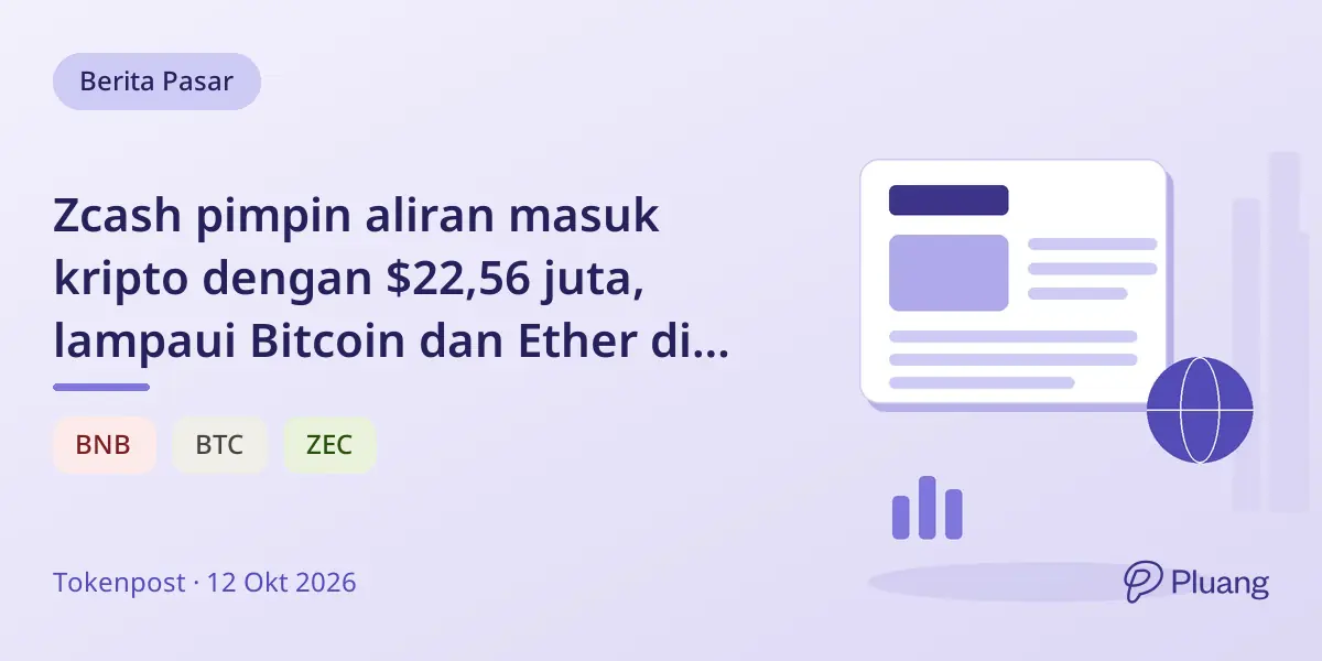 Zcash pimpin aliran masuk kripto dengan $22,56 juta, lampaui Bitcoin dan Ether di tengah pasar yang beragam.