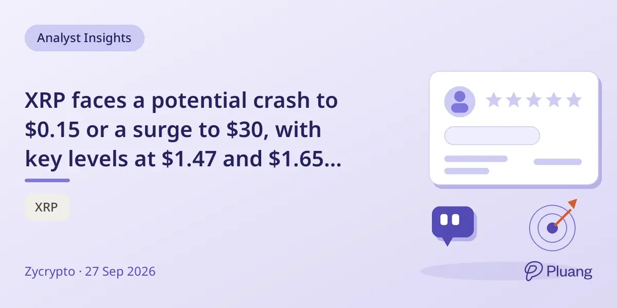 XRP faces a potential crash to $0.15 or a surge to $30, with key levels at $1.47 and $1.65 critical for direction.