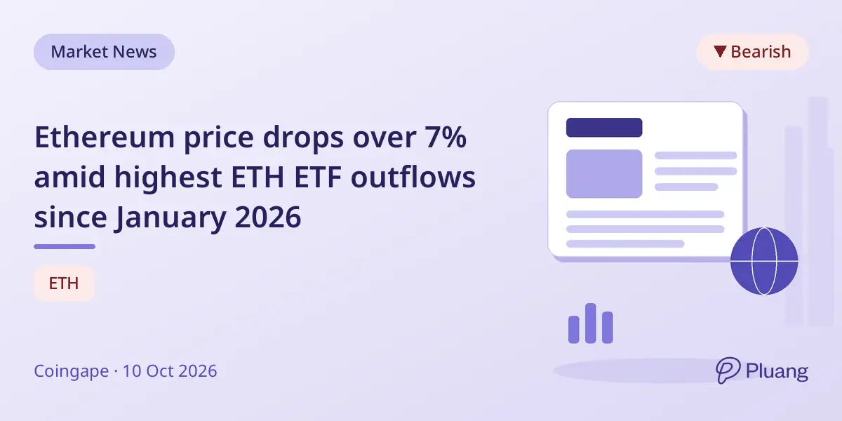 Ethereum price drops over 7% amid highest ETH ETF outflows since January 2026