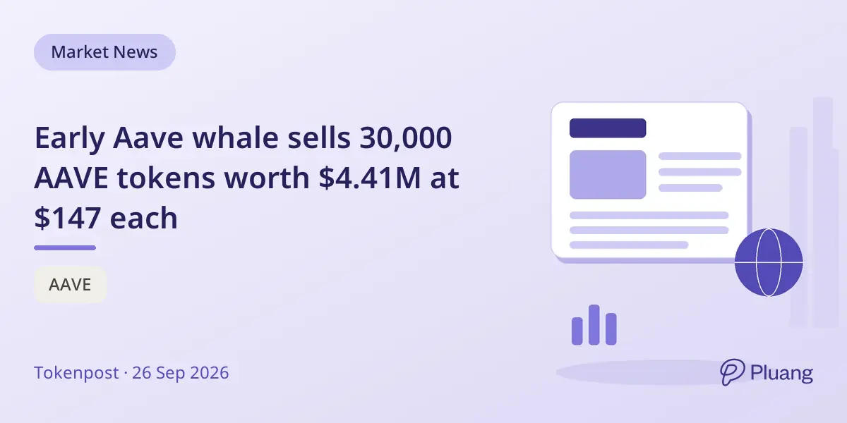Early Aave whale sells 30,000 AAVE tokens worth $4.41M at $147 each