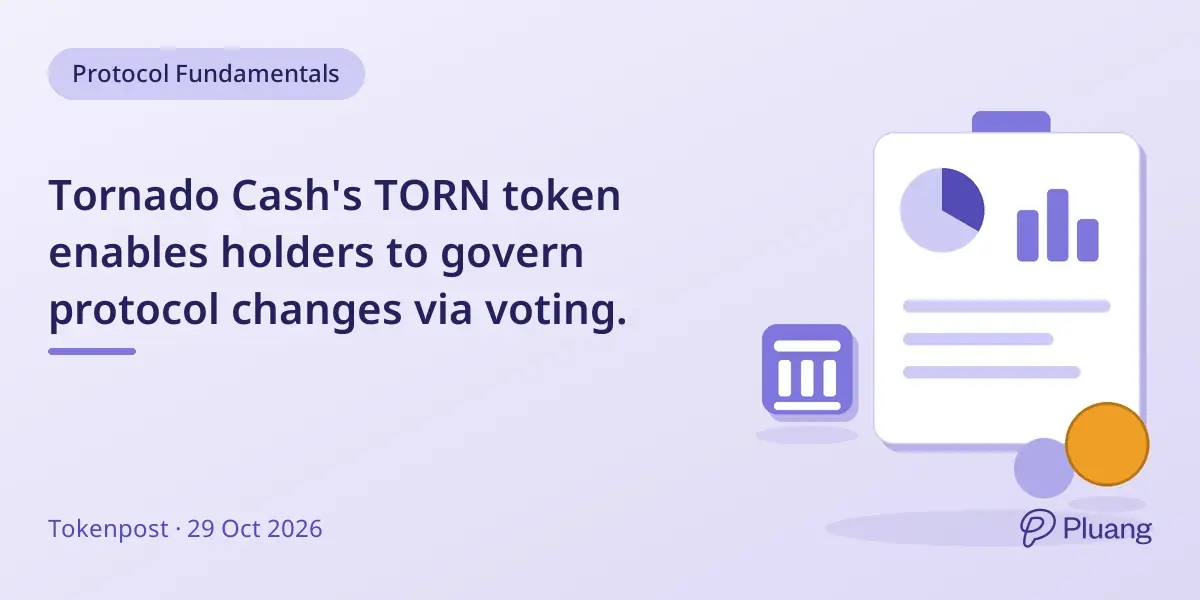 Tornado Cash's TORN token enables holders to govern protocol changes via voting.