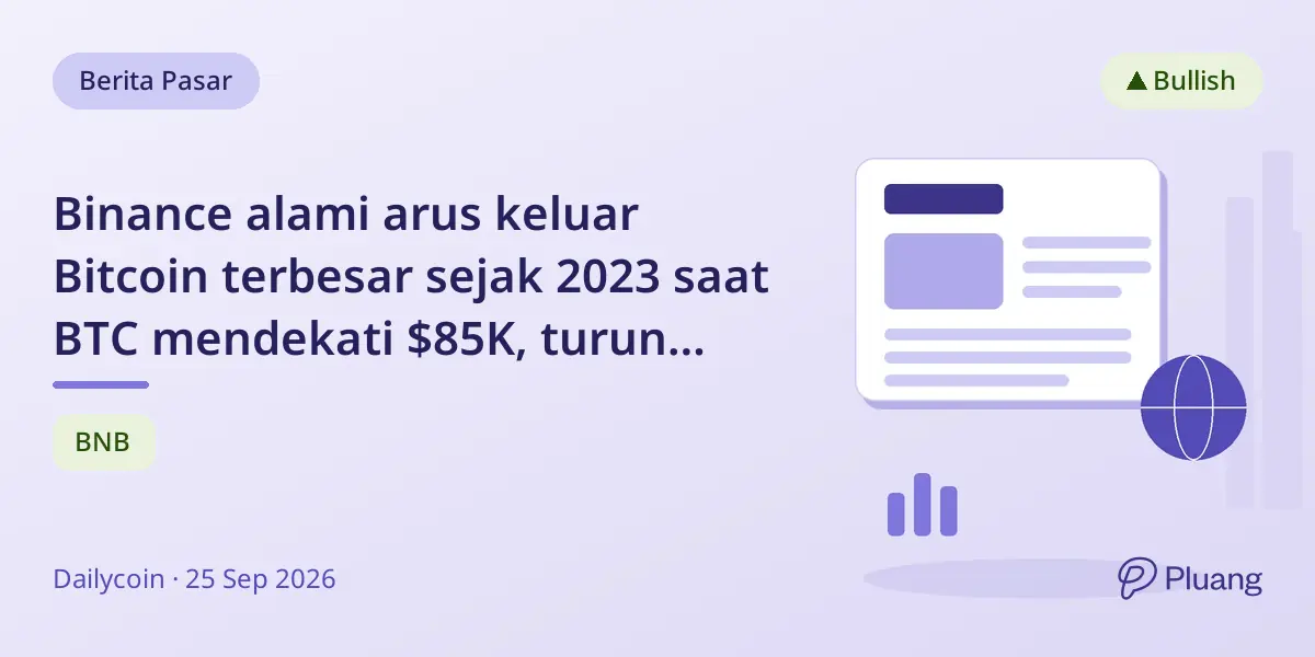 Binance alami arus keluar Bitcoin terbesar sejak 2023 saat BTC mendekati $85K, turun 20.000 BTC dalam empat hari.