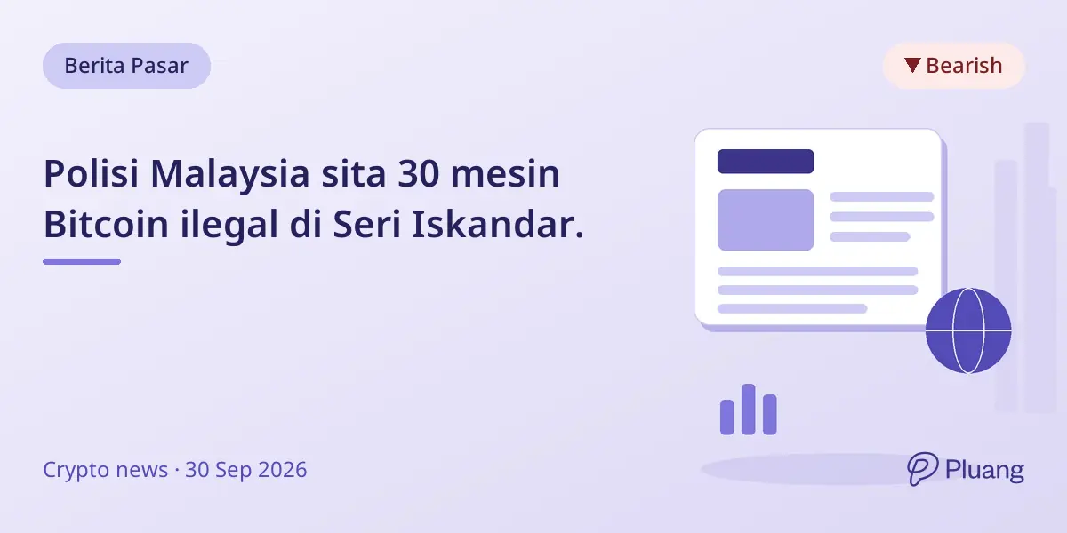 Polisi Malaysia sita 30 mesin Bitcoin ilegal di Seri Iskandar.