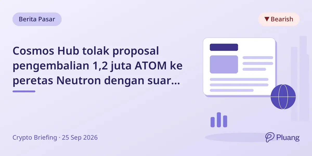 Cosmos Hub tolak proposal pengembalian 1,2 juta ATOM ke peretas Neutron dengan suara veto 95%