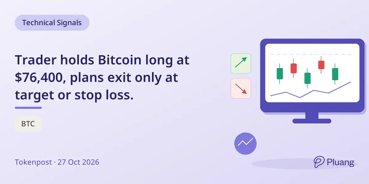 Trader holds Bitcoin long at $76,400, plans exit only at target or stop loss.