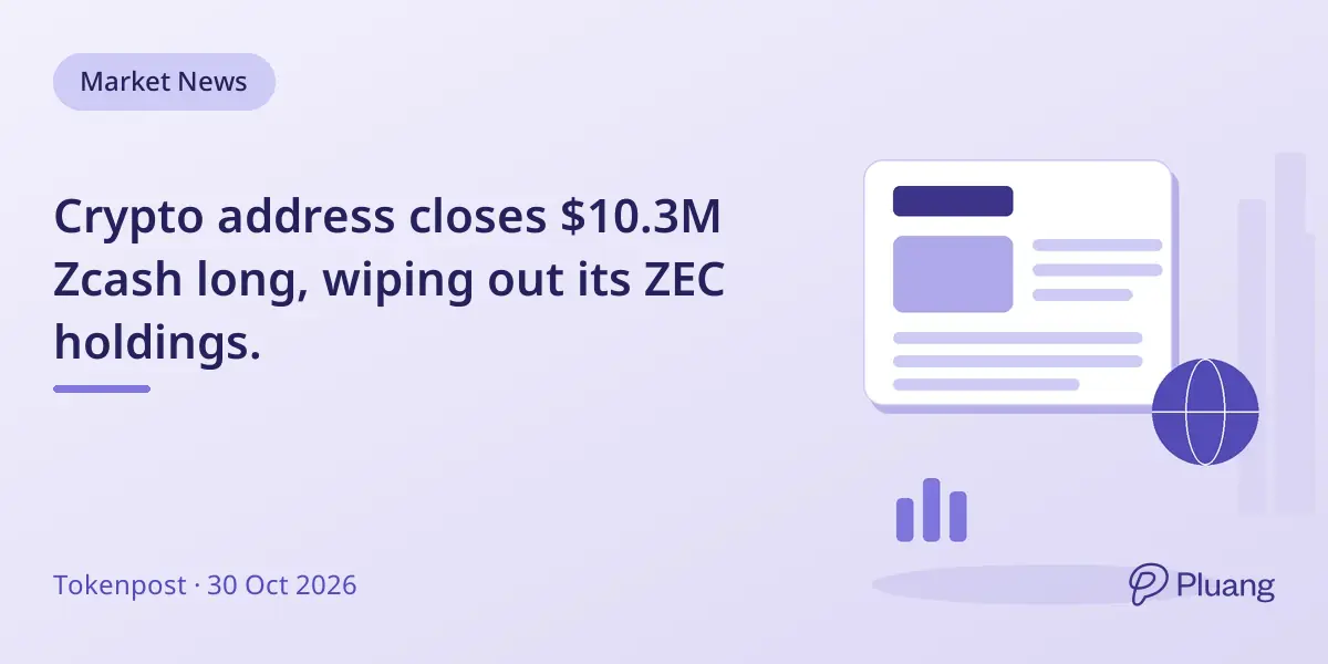 Crypto address closes $10.3M Zcash long, wiping out its ZEC holdings.