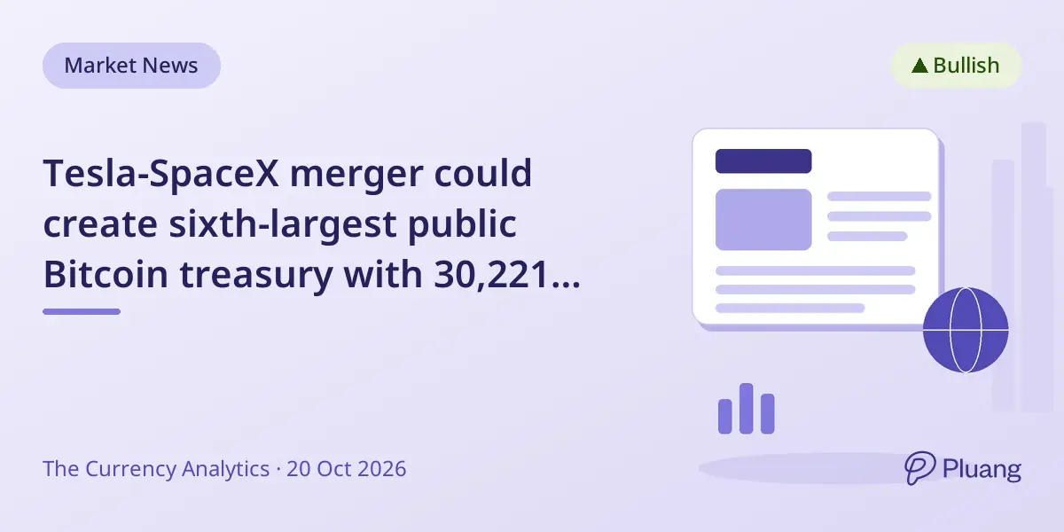 Tesla-SpaceX merger could create sixth-largest public Bitcoin treasury with 30,221 BTC.