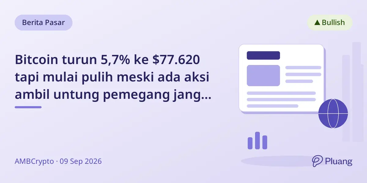 Bitcoin turun 5,7% ke $77.620 tapi mulai pulih meski ada aksi ambil untung pemegang jangka panjang.