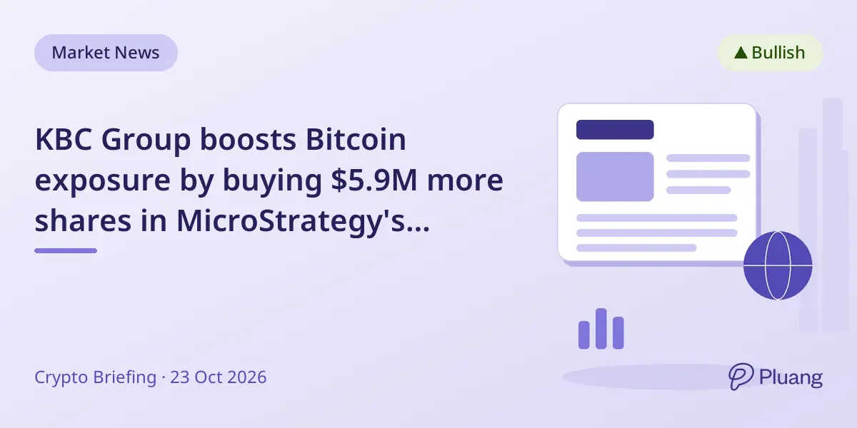 KBC Group boosts Bitcoin exposure by buying $5.9M more shares in MicroStrategy's Bitcoin-focused firm.