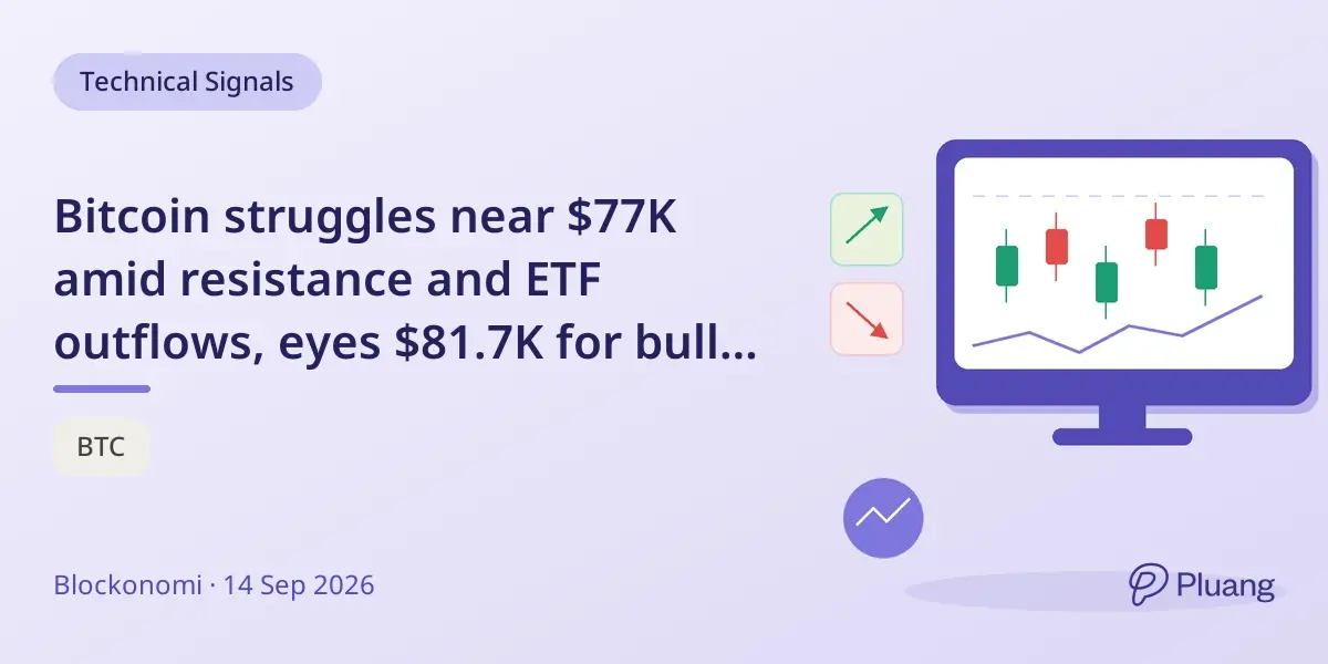 Bitcoin struggles near $77K amid resistance and ETF outflows, eyes $81.7K for bull confirmation.