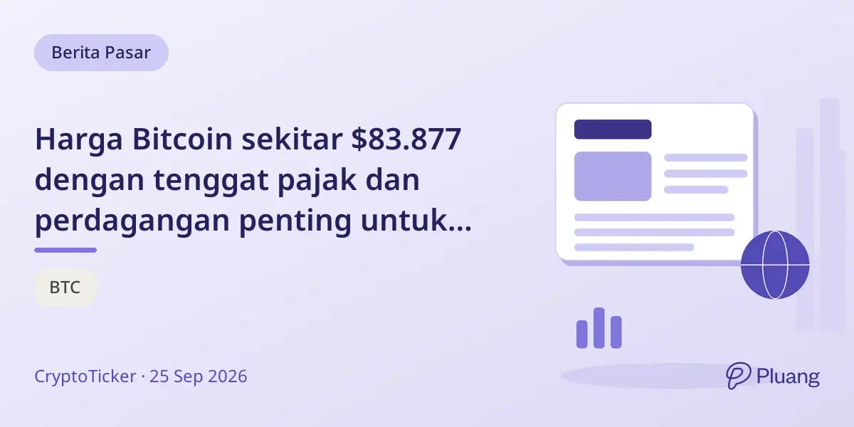 Harga Bitcoin sekitar $83.877 dengan tenggat pajak dan perdagangan penting untuk investor Jerman.