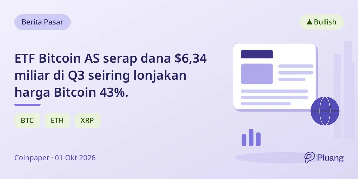 ETF Bitcoin AS serap dana $6,34 miliar di Q3 seiring lonjakan harga Bitcoin 43%.