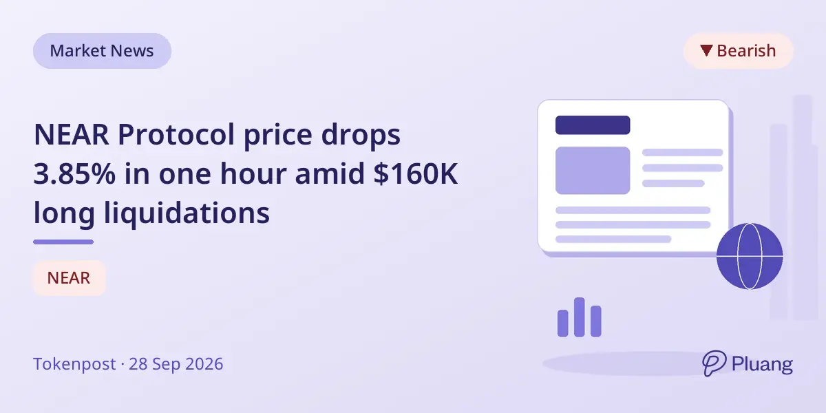 NEAR Protocol price drops 3.85% in one hour amid $160K long liquidations