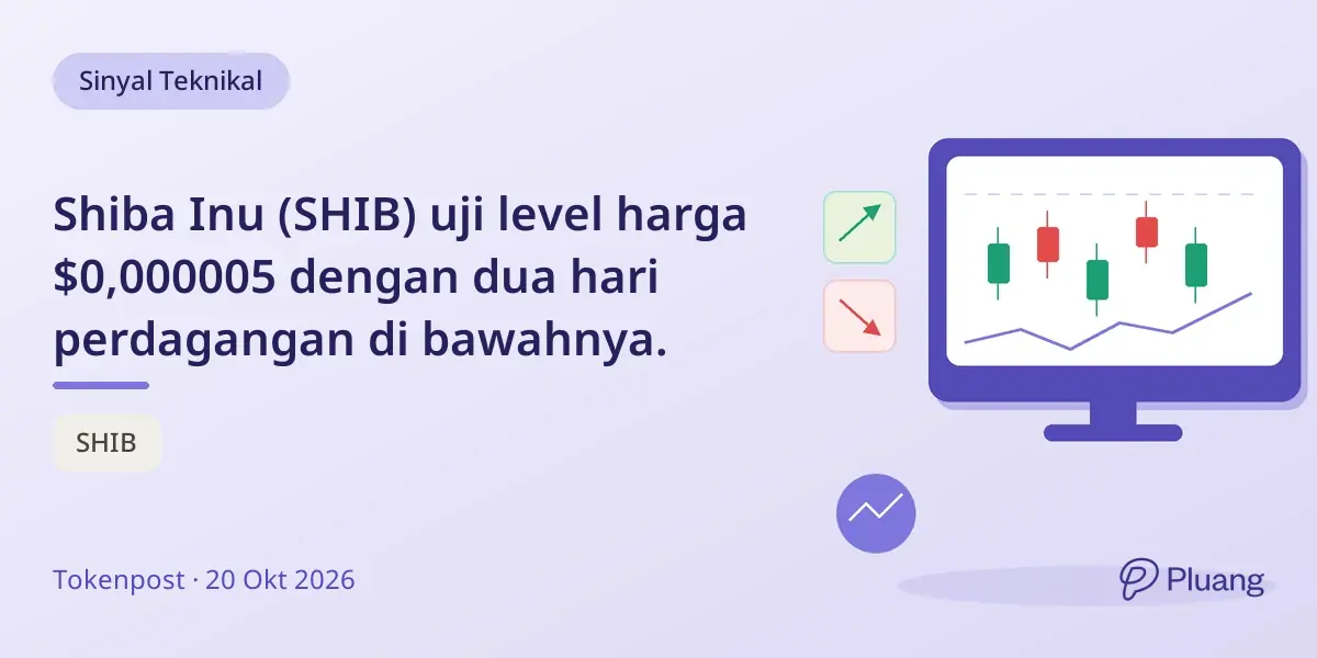 Shiba Inu (SHIB) uji level harga $0,000005 dengan dua hari perdagangan di bawahnya.
