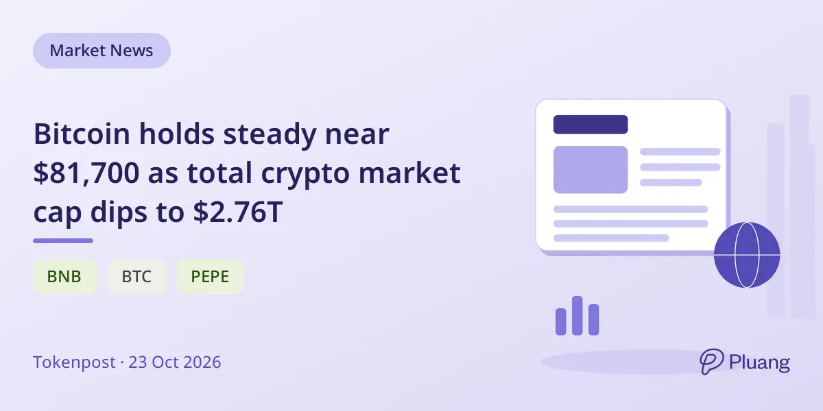 Bitcoin holds steady near $81,700 as total crypto market cap dips to $2.76T