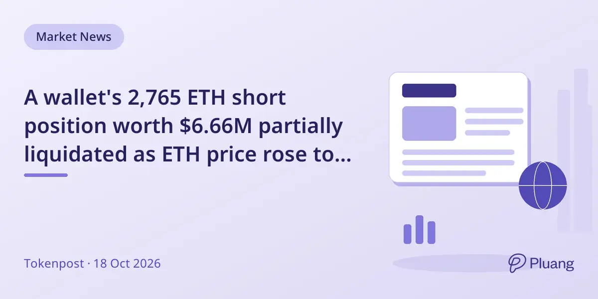A wallet's 2,765 ETH short position worth $6.66M partially liquidated as ETH price rose to $2,409.
