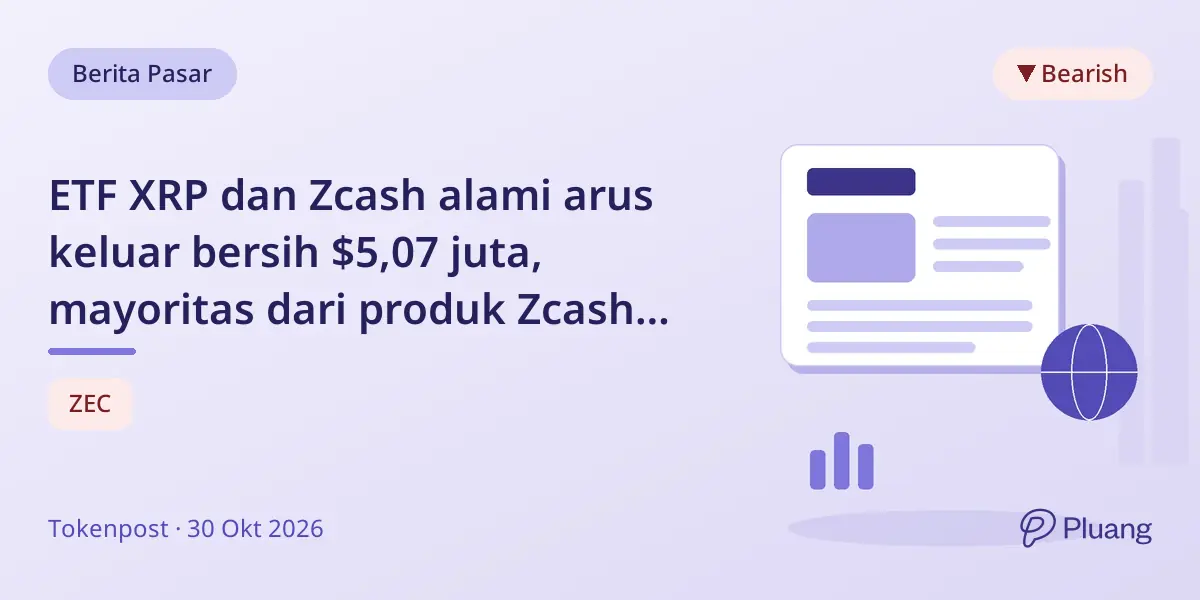 ETF XRP dan Zcash alami arus keluar bersih $5,07 juta, mayoritas dari produk Zcash pada 30 Okt
