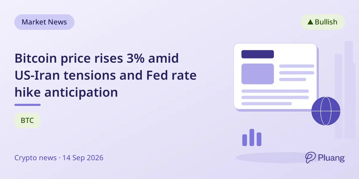 Bitcoin price rises 3% amid US-Iran tensions and Fed rate hike anticipation