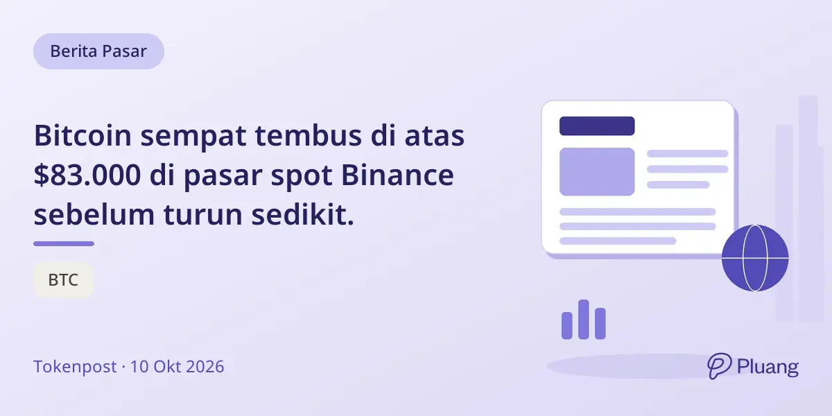 Bitcoin sempat tembus di atas $83.000 di pasar spot Binance sebelum turun sedikit.